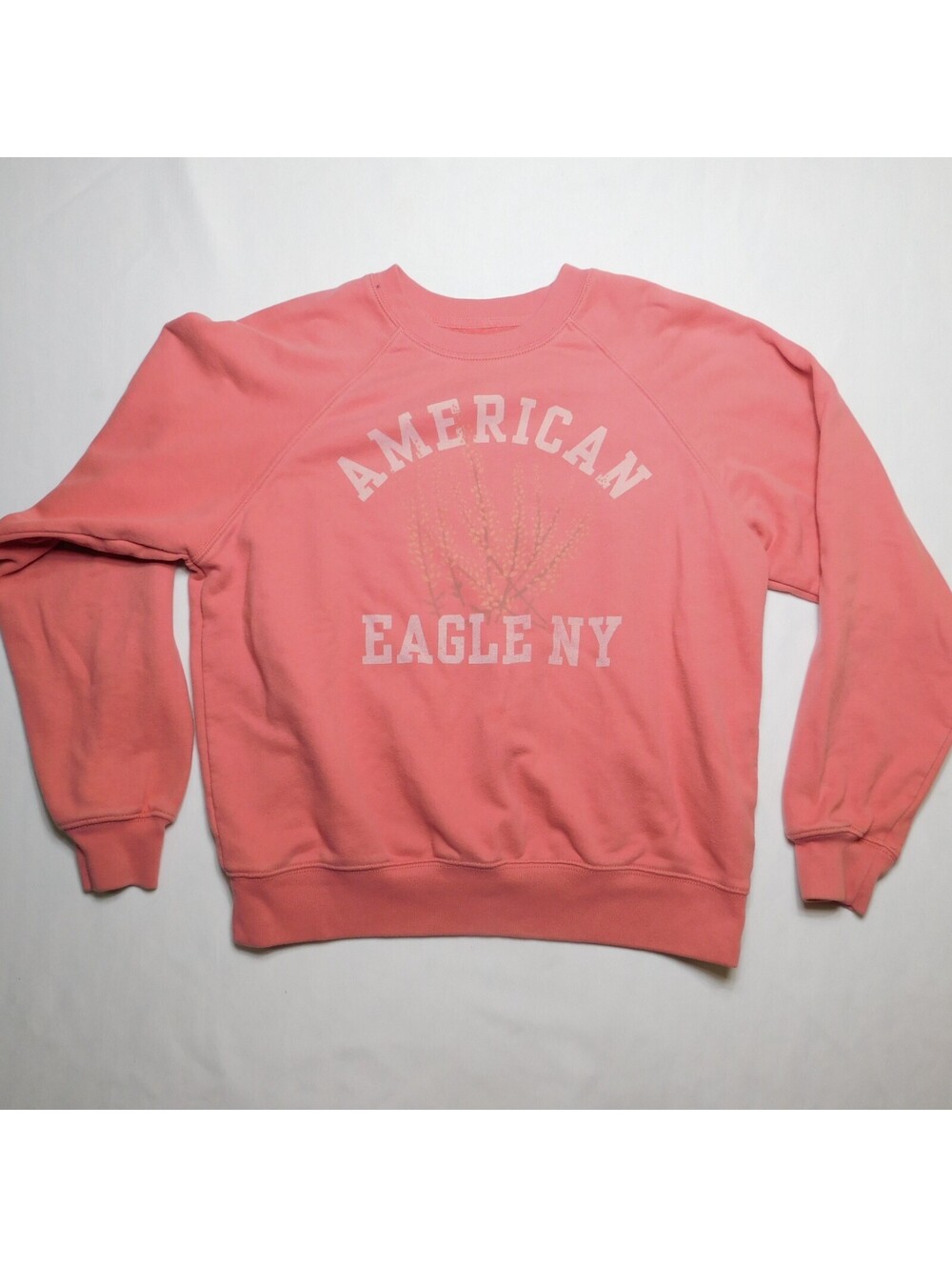 American Eagle Sweatshirt Womens Small S Pink Graphic Pullover Crewneck Raglan